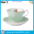 Gold Rim Rose Vintage Keramik Teetasse mit Untertasse